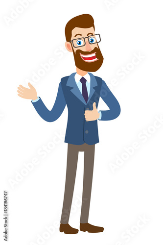 Fotografie, Obraz Hipster Businessman showing thumb up and gesticulating