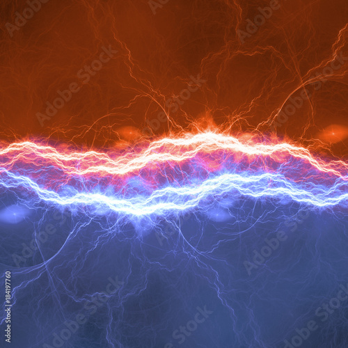 Fotografie, Tablou Fire and ice lightning bolt, abstract electrical background