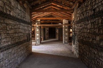 Wall Mural - Creepy attic interior at abandoned building