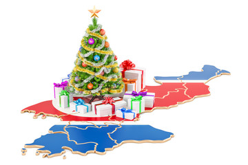 Poster - christmas and new year holidays in north korea concept. 3d rendering
