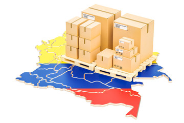 Poster - shipping and delivery from colombia concept, 3d rendering