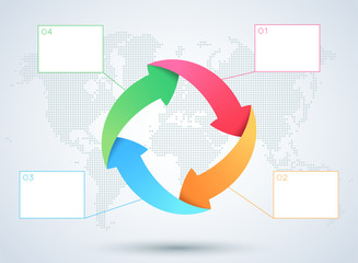 Infographic 4 Arrow Business Diagram With World Map