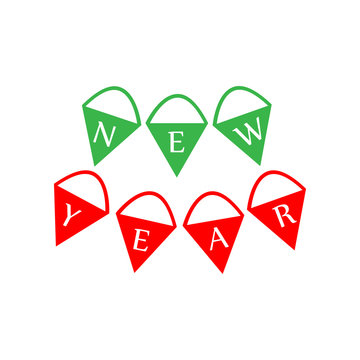 Christmas and New Year garland greeting card, poster, brochure icon. Christmas or New Year element. Premium color graphic design. Signs, outline symbols collection