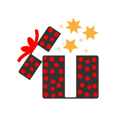 Poster - present box sign icon. Christmas or New Year element. Premium color graphic design. Signs, outline symbols collection, simple icon for websites, web design, mobile app