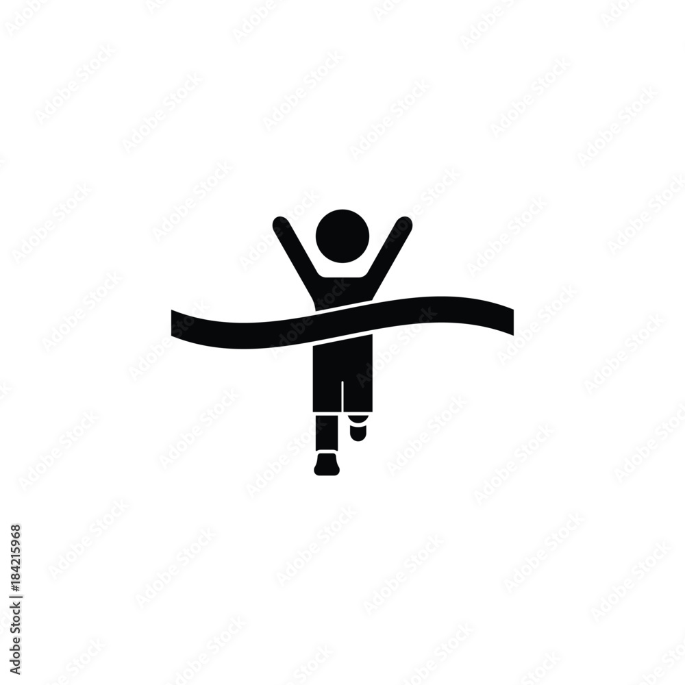 Winning Athlete crosses the finish line icon. The sign of win Icon ...