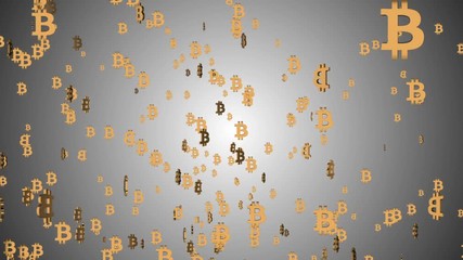 Poster - economy in action of gold bitcoins. business background. seamless loop.