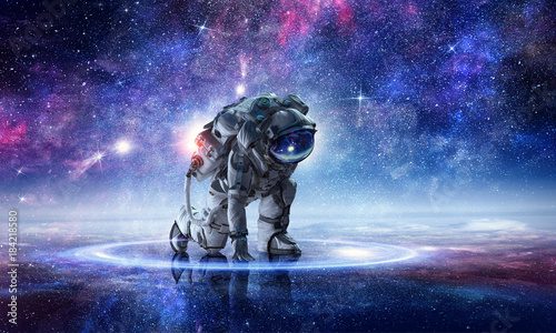 Astronaut starting to run. ...