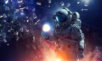 spaceman and his mission. mixed media