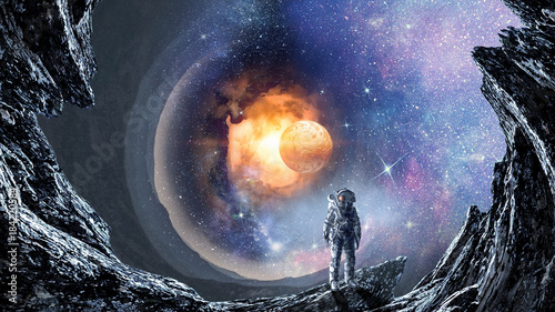 Fotomural Space hole and astronaut. Mixed media