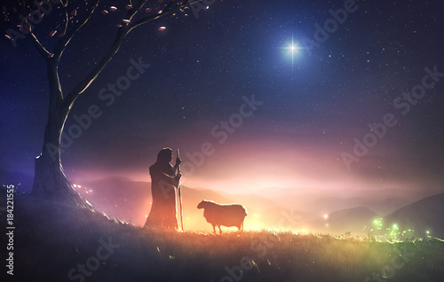 Fotografía Shepherd and star of Bethlehem