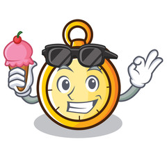 Sticker - With ice cream chronometer character cartoon style