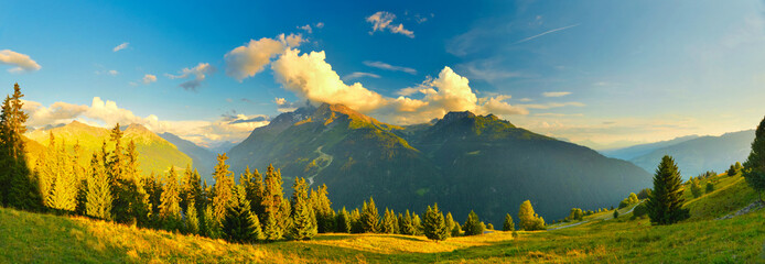 Wall Mural - Panorama of evening Alps