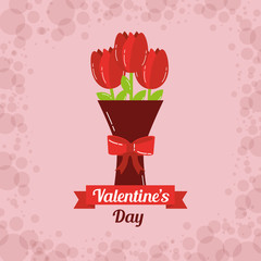 Wall Mural - valentines day card bouquet flowers bow decoration vector illustration