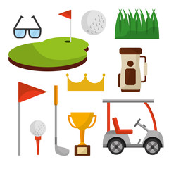 Poster - set of golf club equipment sport vector illustration