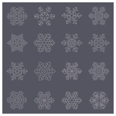 Wall Mural -  large set of various carved, lace or simple snowflakes