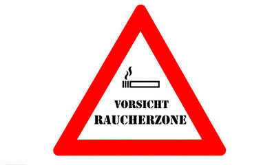 Canvas Print - Vorsicht Raucherzone Warnschild mit Zigarette