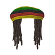 Rastafarians hat with dreadlocks isolated on white