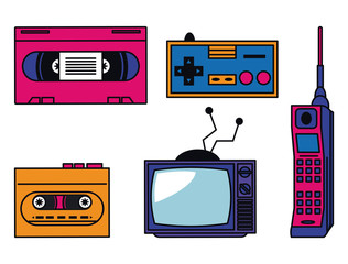 Canvas Print - 80s technology devices vector illustration graphic design