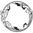 vector round frame with apple flowers