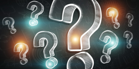Poster - hand drawn question marks sketch