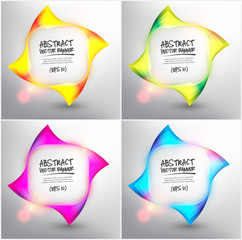 Wall Mural - Abstract vector web banner set of 4. Geometric banners in bright colors. Isolated on the white background. Each item contains space for own text. Vector illustration. Eps 10.