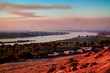 Sunset panorama view to Nile river from Beni Hasan archaeological site, Minya , Egypt