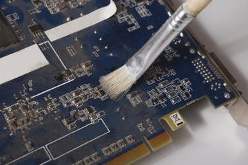 Aufkleber - Cleaning computer components close up