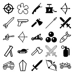 Wall Mural - Set of 25 weapon filled and outline icons