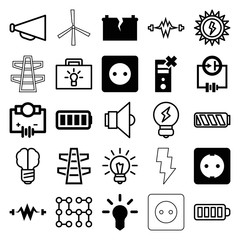 Sticker - Set of 25 electricity filled and outline icons