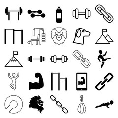 Wall Mural - Set of 25 strength filled and outline icons