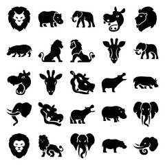 Wall Mural - Set of 25 safari filled icons