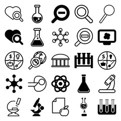 Sticker - Set of 25 research filled and outline icons