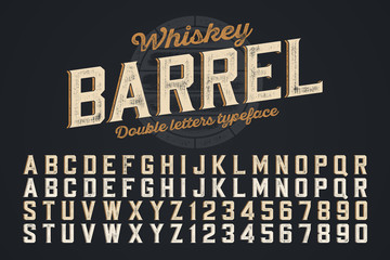 Poster - decorative vector vintage typeface, double letters. color swatches