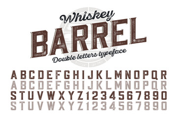 Poster - decorative vector vintage typeface, double letters. color swatches