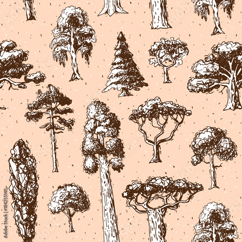 typy-drzew-wektor-zielony-treetops-sosny-zielony-zbior-brzozy-cedru-i-akacji-lub-realistyczny-ogrod-zieleni-z-palma-i-sakura-ilustracja-wzor-tla