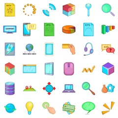 Poster - It business icons set, cartoon style