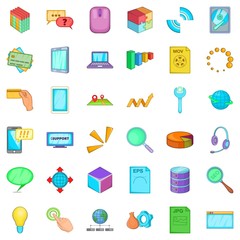 Poster - Organization of business icons set, cartoon style