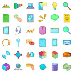 Poster - Management icons set, cartoon style