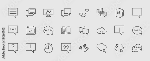 Cuadros en Lienzo Set of speech bubble chat vector lines of icons