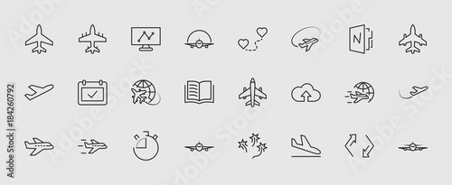 Set of plane vector line icon Lerretsbilde