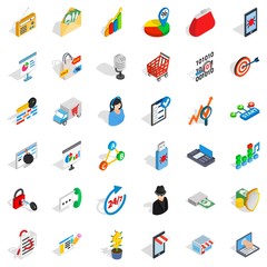 Poster - All day business icons set, isometric style