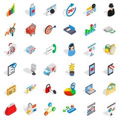 Poster - Phone business icons set, isometric style