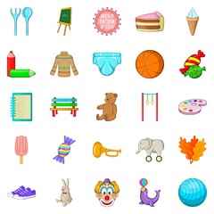 Poster - Papoose icons set, cartoon style