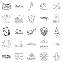 Poster - Kid things icons set, outline style
