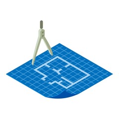Poster - Floor plan icon, isometric 3d style
