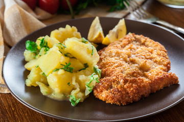 Canvas Print - Homemade breaded viennese schnitzel