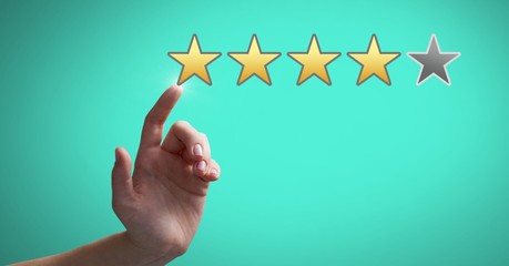 Poster - Hand touching rating review stars