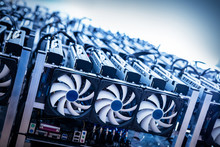 Big IT Machine With Fans. Cryptocurrency Mining