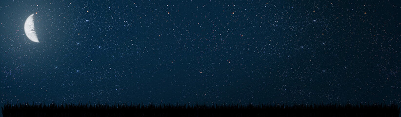 background night sky with stars and moon