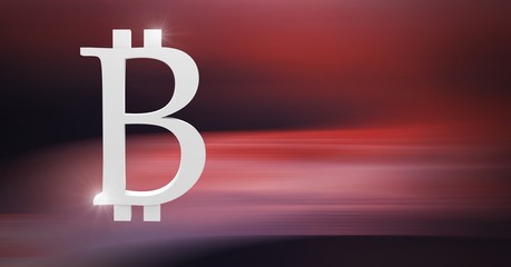 Poster - bitcoin symbol icon with motion red background